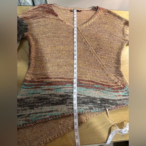 Prana Vignette Asymmetrical V neck Knit Multicolour Sweater Sz L - Picture 12 of 14